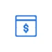 Blue dollar symbol inside a square representing payment or pricing