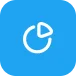 Blue app icon with white pie chart symbol