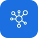 network nodes icon representing connections, integrations, or system relationships