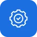Gear icon with checkmark symbol