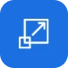 Scalable growth icon with expanding square on blue background