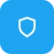 Shield security icon on blue background