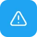 Warning triangle alert icon on blue background