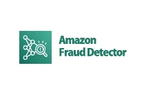 Amazon Fraud Detector logo with network-node graphic and magnifying glass icon