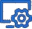 blue gear with wrench settings icon