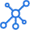blue connected nodes network icon