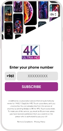 mobile subscription page with 4K Ultra HD banner and phone number input form